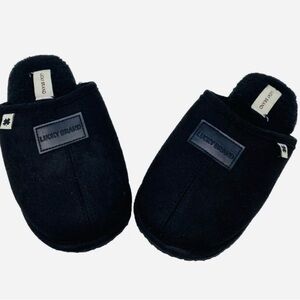 Lucky Brand Boy's Micro-suede Scuff Slippers, Kids House Shoes Black Size 2-3
